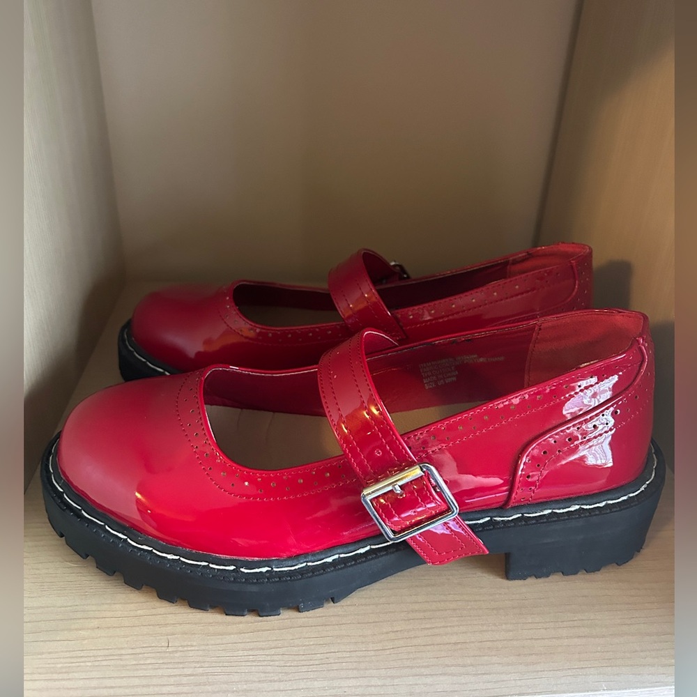 Red Patent Faux Leather Mary Jane, Torrid 9WW